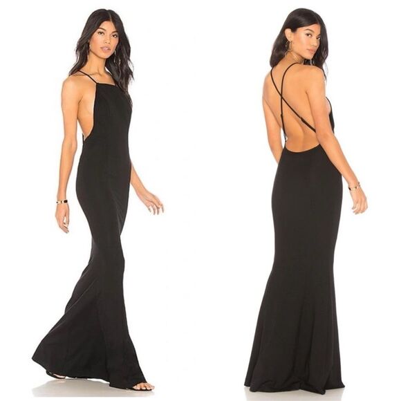 Revolve x Chrissy Teigen Jet Fleet Sleeveless Open Back Maxi Dress in Black sz M - Picture 1 of 12